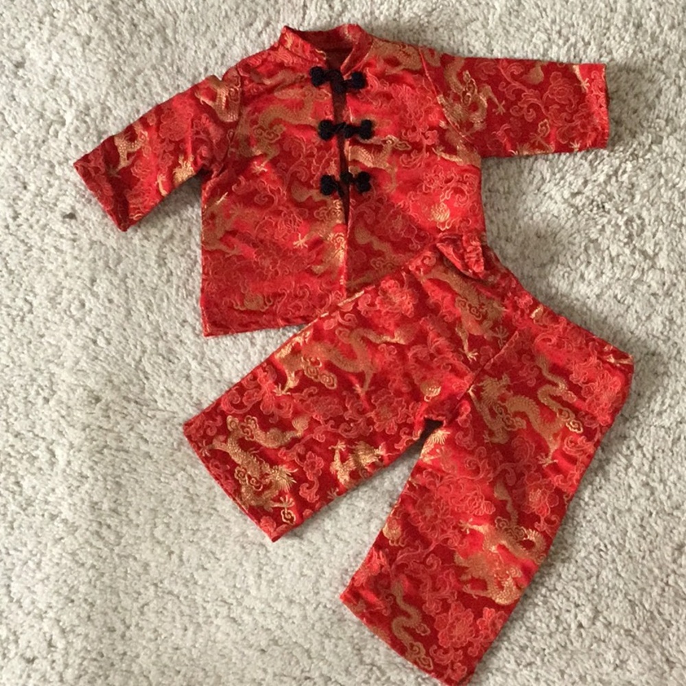 American Girl Red Gold Chinese Traditional 2 Piece Set Outfit New